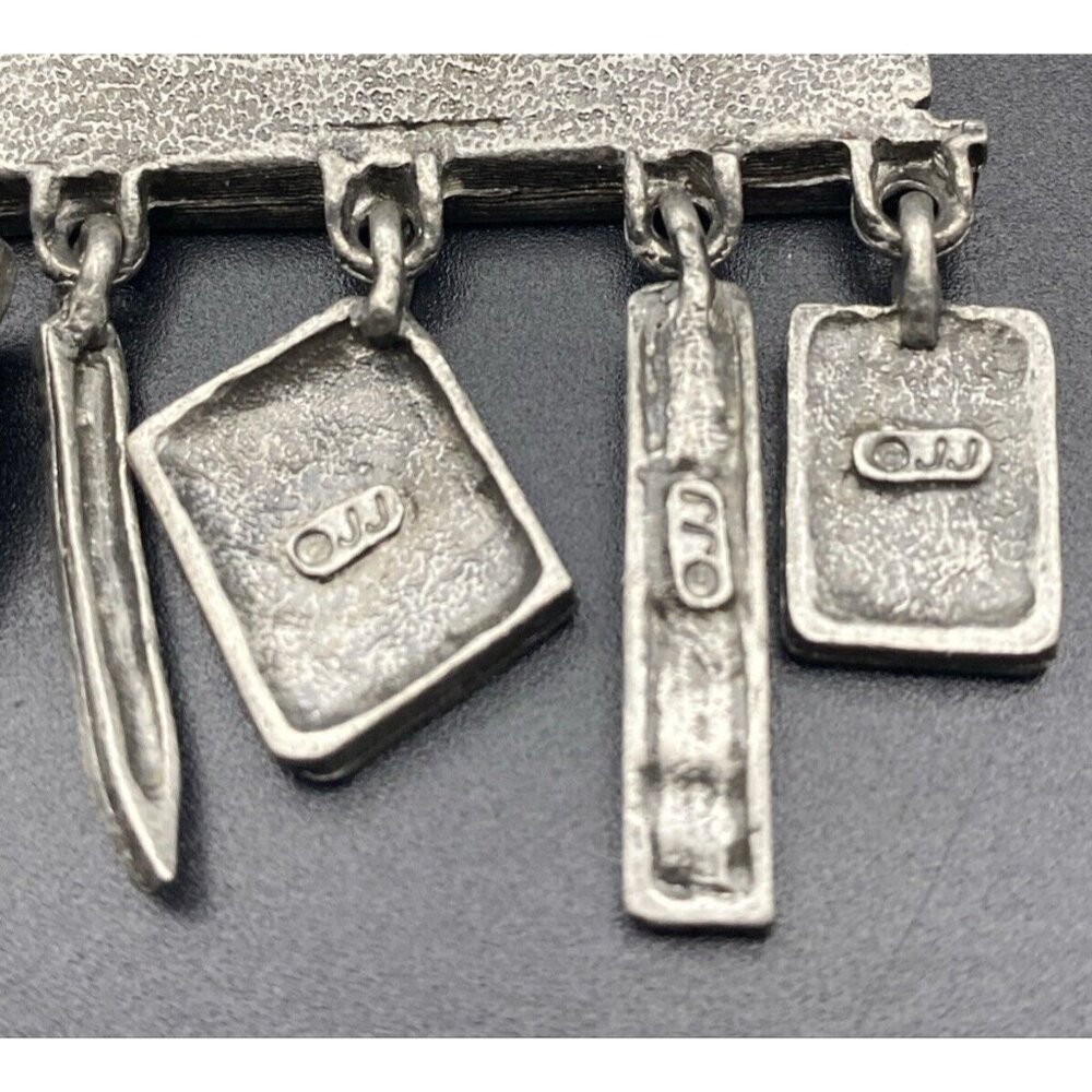 Vtg JJ JONETTE Brooch Pin Pewter Math Teacher Chalkboard Charm School Algebra - Picture 10 of 11